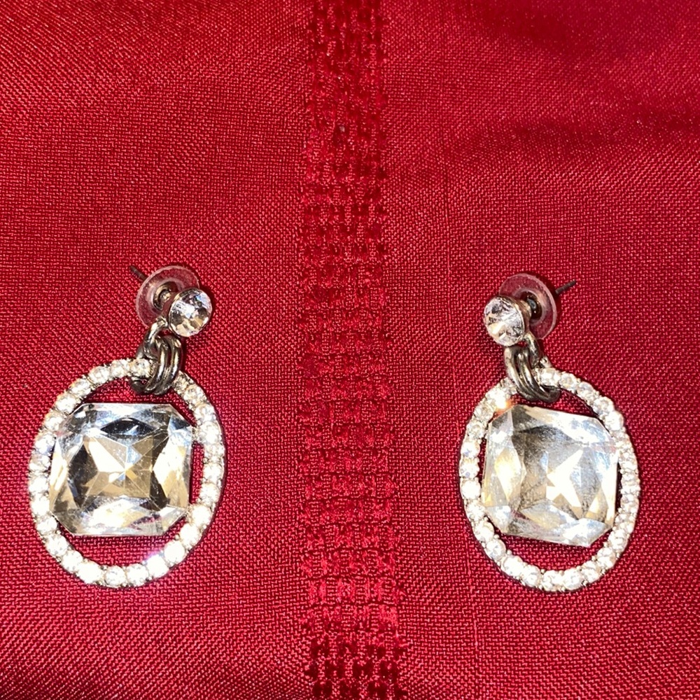 Silver and clear earrings pierced ears